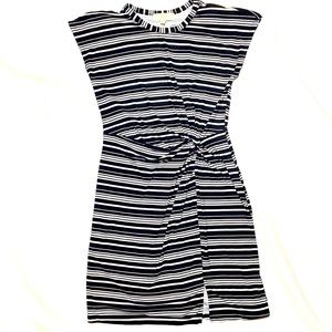 No Comment Black & White Stripe Dress. Cap Sleeves. Size Large.